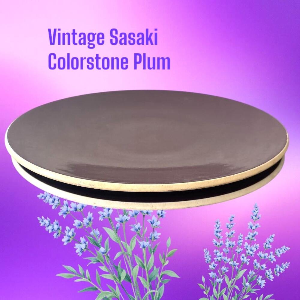 Vintage Set 2 SASAKI Colorstone Round Plum Dinner Plates 10.75" Diameter JAPAN